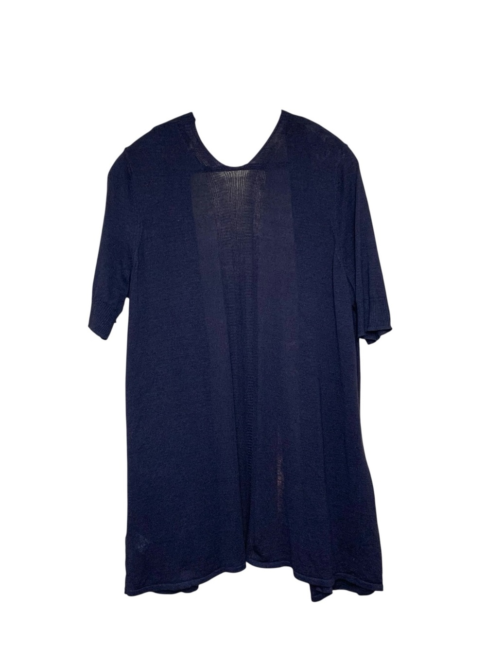 Tahari 100% Linen Navy Knit Open Cardigan Short-Sleeve Sz 1X (XL) Layer